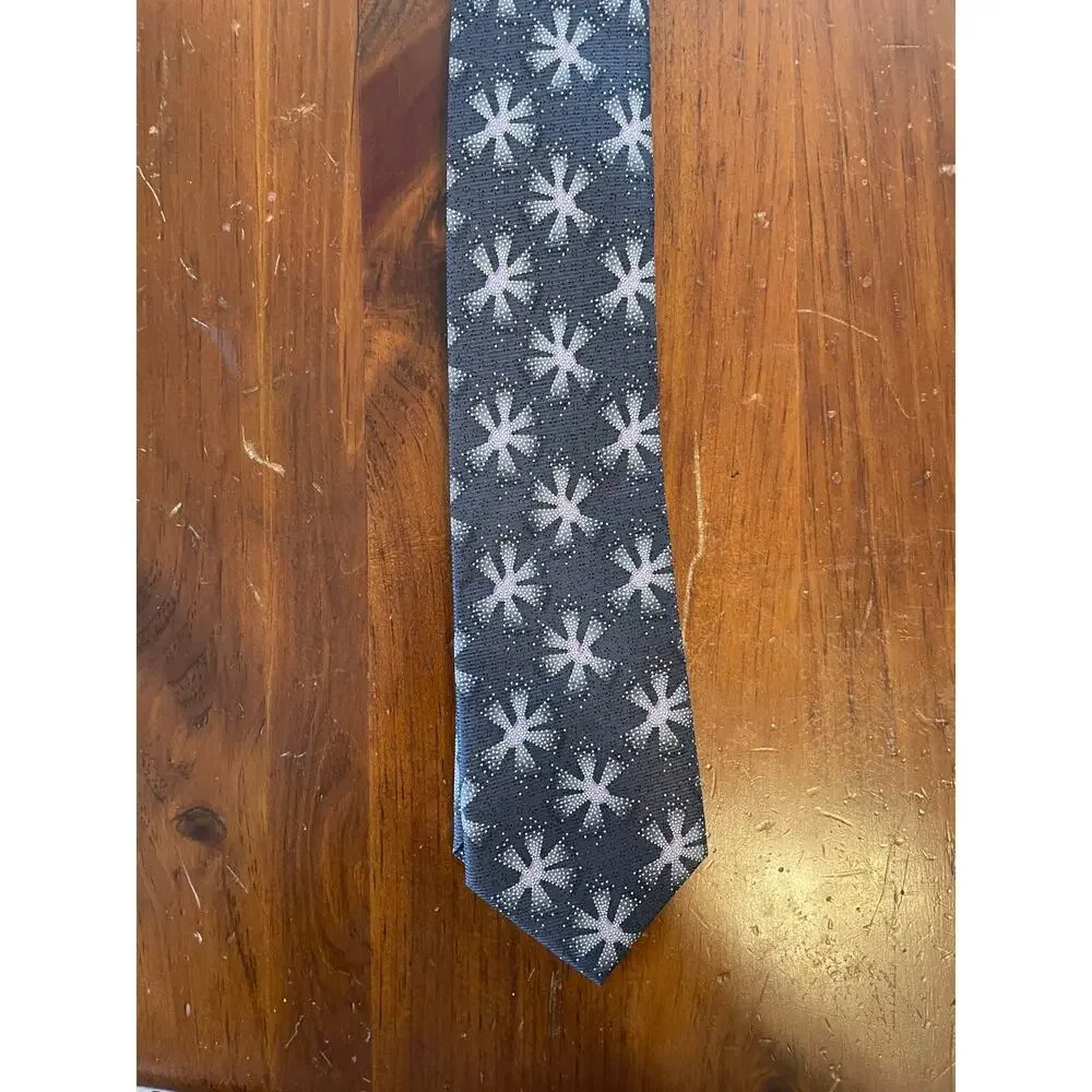 Joseph Abboud Neck Tie All Silk Geometric Star Shape Gray Pink Formal Wedding